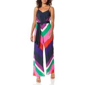 Trina Turk striped Chevron tie waist wide leg jumpsuit NWT size S